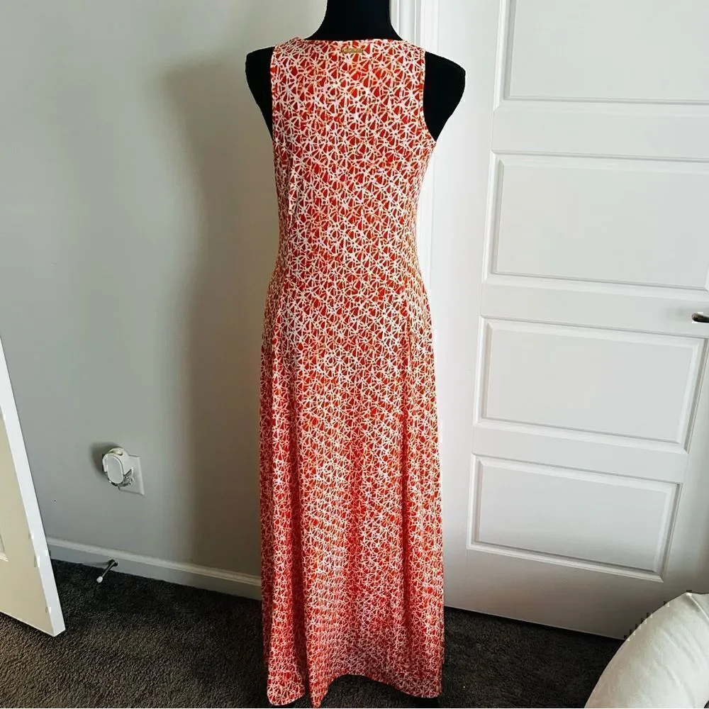 Michael Kors Orange/White Geometric Front Slit Dresss